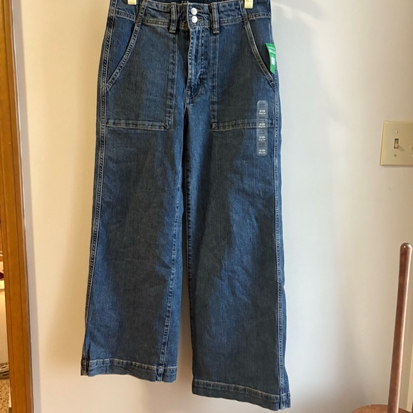 Gap High Rise Wide-Leg Crop Stretch Denim jeans size 8/29R FLAW READ DESCRIPTION - Picture 2 of 15